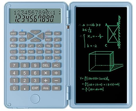 Vetenskaplig Miniräknare med Anteckningsblock, Miniräknare med 10 Siffror LCD-skärm, Pocket Mute Multifunktionell Skrivbordskalkylator för Studenter, Gymnasier och Högskolor (Himmelsblå)