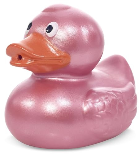 DolliBu Metallic Rose Gold Duck Bath Buddy Squirter - Floating Rose Gold Duck Rubber Bath Toy, Fun Water Squirting Bath Time Play for Toddlers, Toy for Bathtub, Beach, and Pool for Girls and Boys