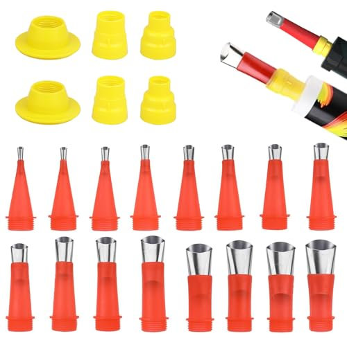 22 Stück Universal Integrierte Gummidüse Werkzeug Kit, 2025 Neuest Kartuschenspitzen, Silikon spitzen Kartuschenspitzen, Silikonspritze Aufsätze (6 Anschlussbuchsen)