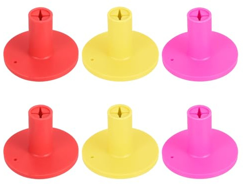 PATIKIL Soporte de Goma para tee de Golf 6 Piezas 1.4 tee de Práctica de Golf tee de Entrenamiento Estable para Campo de Golf y Alfombra de Golpeo Amarillo/Rosa/Rojo
