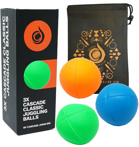 3 x Pro 115g Cascade Neon Classic Thud Juggling Balls & Bag - Set of 3 Juggling Balls (Mixed Colours)
