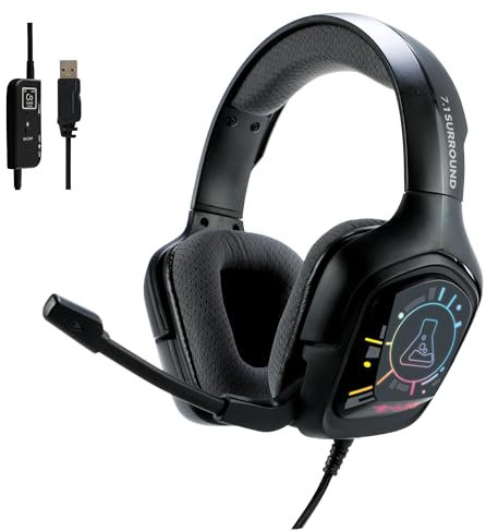 The G-Lab - Korp Cobalt 7.1 EX - Cascos Gaming 7.1 Surround Sound - Auriculares Gaming Audio, iluminación RGB, micrófono Flexible, Ligero y cómodo - Cascos PS5, PS4, PC, Xbox - Nuevo