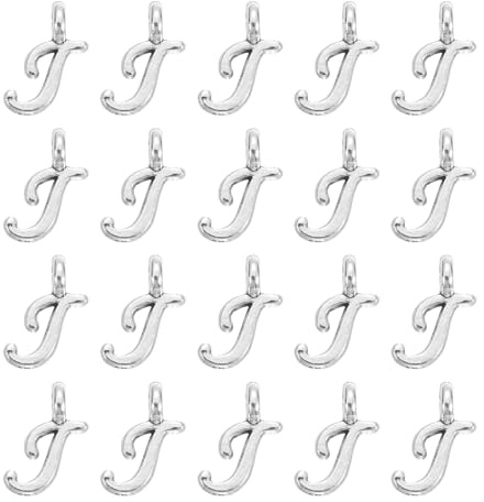 sourcing map 100Pcs A-Z Alphabet Charm, Metal Alphabet t Letter Charm Initial Charm Pendant Bead for Necklaces Bracelets Jewelry Making Crafts, Silver