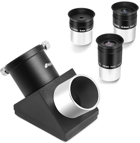 Astromania 1.25-Inch 6/12.5/20mm Plossl Telescope Eyepiece Set - Bundle with - 1.25 90-Degree Diagonal Mirror