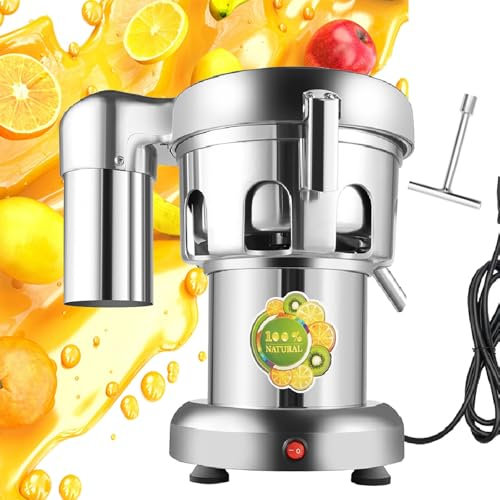 GTHTUHFD Exprimidor De Jugos Comercial, Exprimidor Eléctrico De Frutas Y Verduras, Exprimidor Centrífugo De Acero Inoxidable De 370 W.