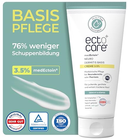 ectocare® Basispflege Creme mit 3,5% Ectoin 200ml | Bei Dermatitis, Neurodermitis & Schuppenflechte | Lindert trockene, gereizte und juckende Haut ohne Kortison | Medizinprodukt für Kinder und Babys