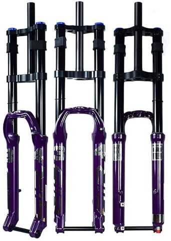 HZXQCVB Horquilla De Suspensión para Bicicleta De Montaña 26/27.5/29'' Horquilla Air DH/MTB Recorrido 140mm Rebote Ajustable Doble Hombro Recto Horquilla Delantera Eje Pasante 15 X 100mm(Purple,26in)