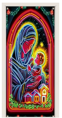 Dekoration För Jul Fluorescerande Tygtäck Med Jesusscen Motiv