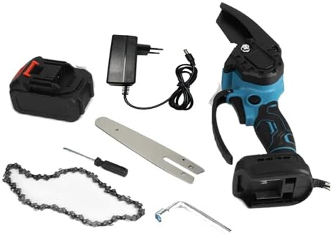 tijeras de podar eléctricas, Sierra de cadena eléctrica de 6 pulgadas, motosierra portátil de mano, cortador de madera for árboles, herramienta eléctrica for podar jardín(6inch 1 Battery)