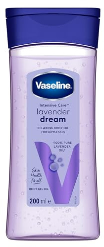 Vaseline Intensive Care Lavender Dream per una pelle morbida – Gel-olio rilassante per il corpo con olio di lavanda puro al 100%, 200 ml (1 x 200ml)