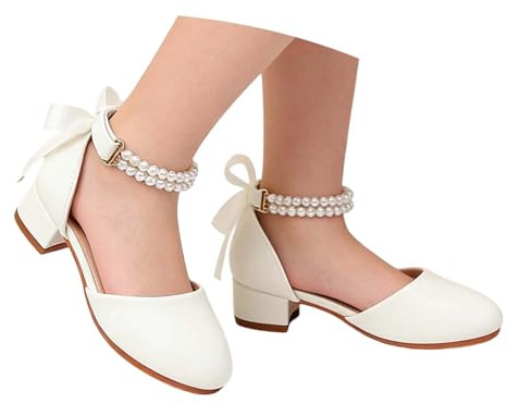 Nuqqichongtian Mary Jane Chaussures à talons hauts pour enfants, chaussures plates pour fille, chaussures de communion, chaussures d'école, chaussures plates antidérapantes, chaussures pour enfants