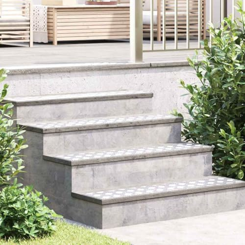 Ordellia Trappsteg aluminium 4 stycken silver 100 x 20 cm rätvinklig halkfri med räfflad plåtdesign för inomhus- och utomhusbruk trappa säkerhet och bullerskydd med reptålighet