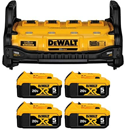 DEWALT DCB1800B Portable Power Station With 4 DCB205 20V MAX XR 5.0Ah Batteries