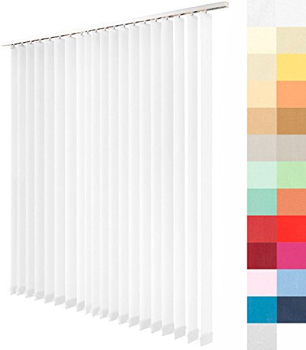 Sun World Lamellenvorhang nach Maß, Vertikal Lamellen Jalousien auf Maß vertikal Lamellen Maßanfertigung Vertikaljalousie Schiebevorhang ohne Deckenschiene (Weiß, Höhe: 280cm x Breite: 300cm)