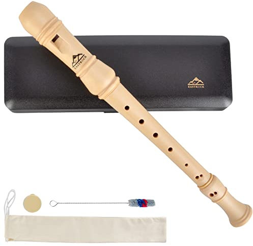 Eastrock Blockflöte Instrument für Kinder Erwachsene Anfänger Ahornholz C Schlüssel Sopran Deutscher Stil 3-teilig mit Hartschalenkoffer, Gelenkfett und Reinigungsset