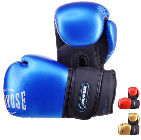 BRAVOSE Fearless Kids Boxing Gloves 6oz, Muay Thai Junior Boxing Gloves for Training, Sparring Mitts Junior Boxers | Ideal for Punching Bag, MMA, Kickboxing for Youth, Children, Boys, Girls - Blue