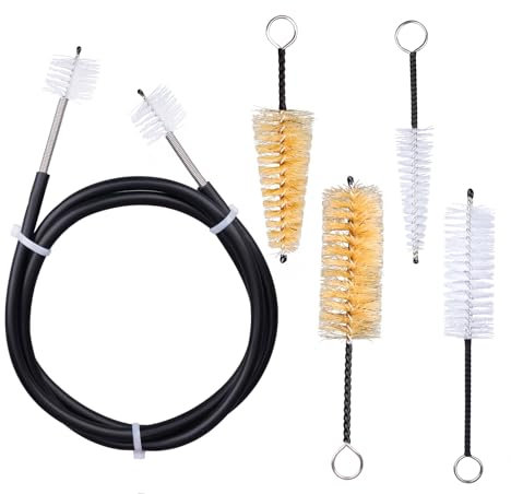 Spiralförmige Reinigungsbürste, Trompetenreinigungsset, Rohrreinigungsbürste, Nylon, Kanisterfilterreinigungsbürste, flexibel, Edelstahl, Plus praktische Bürstenrohre, Strohhalme für Trompete