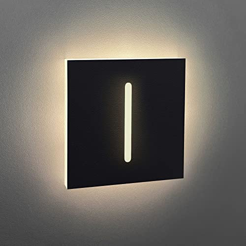 LEDFULL® Treppenbeleuchtung LED Tricolor 3in1 Verbesserte Version 230V Wandeinbauleuchte für Schalterdose - Stufenbeleuchtung für Innen in Schwarz - Beleuchtete Lücke