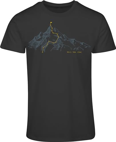 Camiseta de montaña para hombre: Walk The Line - Camiseta de escalada para hombres - Regalo para excursionistas - Equipo de montaña al aire libre, gris oscuro, S