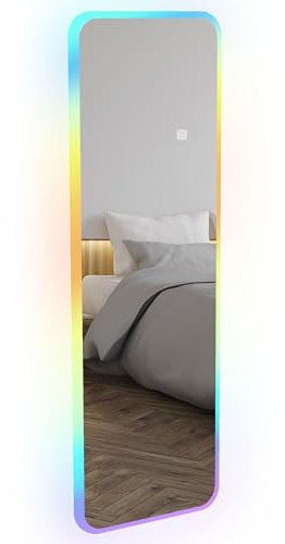 HOMCOM Espejo de Cuerpo Entero con Luces LED 120x40 cm Ajustable de Pared