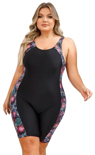 Odizli Plus Size Swimwear for Women Swimming Costume Floral Zip Up One Piece Boyleg Swimsuit Ladies Muslim Full Body Burkini Modest Bathing Suits Rash Guard Neoprene Wet Surf Wetsuit Fireworks 3XL