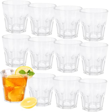12 st plastmuggar, 160 ml premium transparent mugg återanvändbar för vuxna fest, stapelbar plastmugg för hem, camping, picknick, BBQ (transparent)