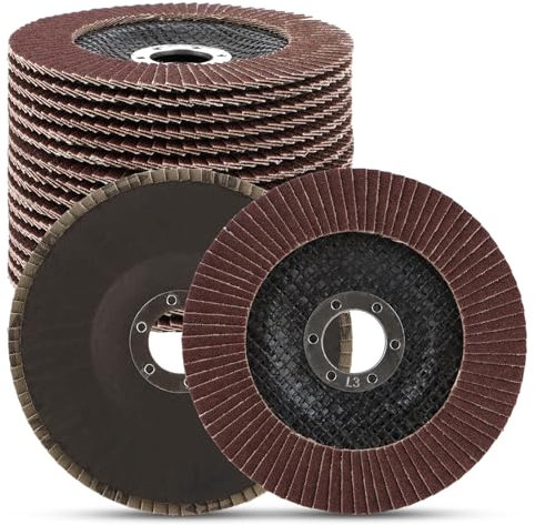 AKOLAFE 20 discos de láminas de 125 mm, discos abrasivos de 125 mm, disco de desbaste de 125 mm, discos de desbaste 125 de metal, grano 120, disco de desbaste para aluminio, acero, acero inoxidable