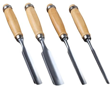 Set di scalpelli per la lavorazione del legno, strumenti per intaglio del legno | Sgorbia ergonomica per intaglio del legno - Set di strumenti professionali per intaglio del legno 4X, utensili manuali