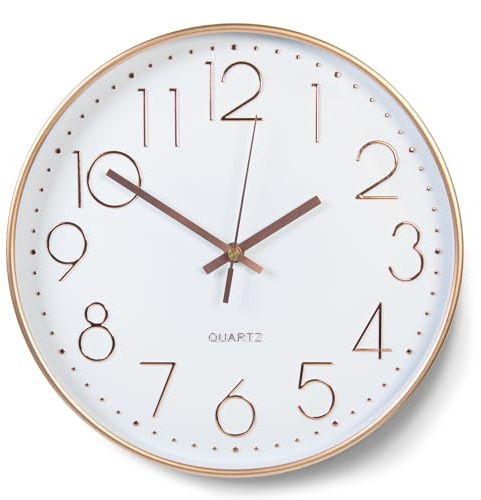 YSWOVUO Orologio da parete 30 cm, silenzioso, con cifre 3D, senza ticchettio, orologio da parete moderno, analogico, facile da leggere, 12 pollici, decorazione silenziosa da parete per soggiorno