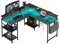 Aiorber Gaming Schreibtisch L-förmig mit LED & Steckdosen,140x140cm Eckschreibtisch,Reversibler Computertisch mit Monitorablage,4 Einlegeböden & Seitentaschen für Homeoffice & Büro