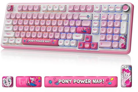 My Little Pony Wireless Mechanical Keyboard - 101 Keys RGB Gaming Keyboard with Custom Linear Switches, Hot-Swap & Knob Control, Triple Connection (BT5.0/USB-C/2.4GHz), Ergonomic for Work & Gaming