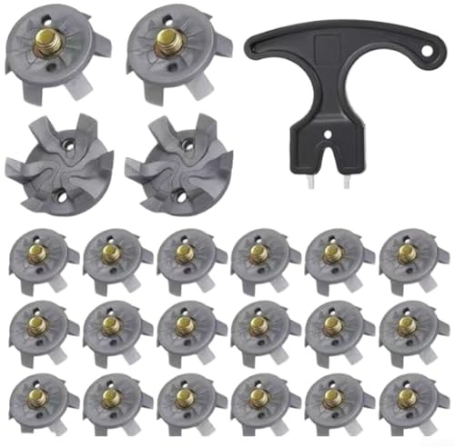 Lot de 20 crampons de chaussures de golf pour crampons en TPU - Crampons de rechange à vis avec jeu de clés en vert et bleu pour une meilleure adhérence et stabilité sur le terrain (gris)