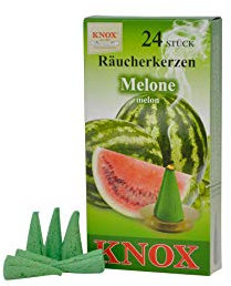 KNOX Conos de incienso – Aroma: melón – Cantidad: 24 unidades – Tiempo de combustión: aprox. 10 – 15 min – Fabricado en Alemania