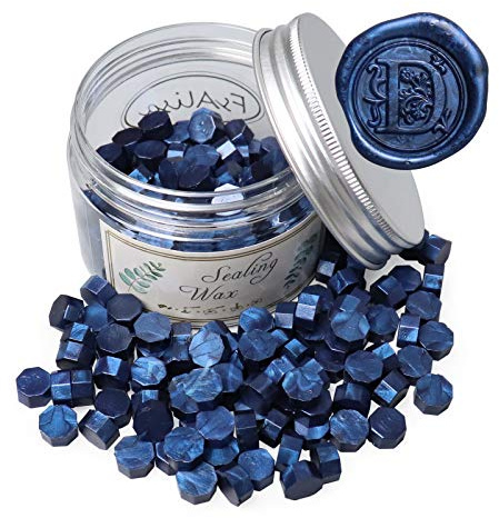 fsalisa 200pcs Wax Seal Beads Octagon Wax Sealing Beads for Wax Stamp Sealing Perfect for Christmas Cards, Envelopes, Wedding Invitations, Wine Packages, Letter Sealing (Sea Blue)