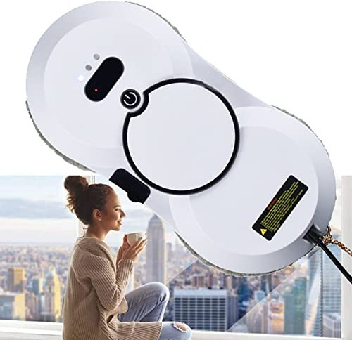 ATRNA Robot Limpiacristales Ventana, Inteligente Sensores Reconocimiento de Superficies y Bordes Robot Limpiacristales Automático-White