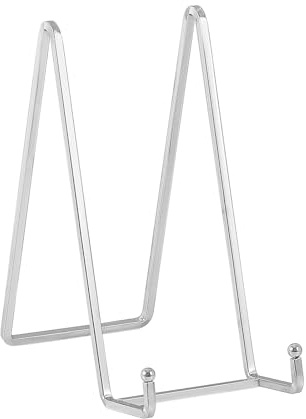 Soporte Platos Mesa Caballete Expositor - 2 Piezas Plata Soportes para Platos Decorativos - 20,5 cm Soporte de Placa para Exhibicion - Caballetes de Hierro Para Marcos de Fotos | Libros | Arte