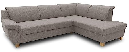 DOMO. collection Ecksofa Panama, klassisches Ecksofa in L-Form rechts, Eckcouch, Sofa Couch, Ecke 254 x 186 x 80 cm (BxTxH), Taupe