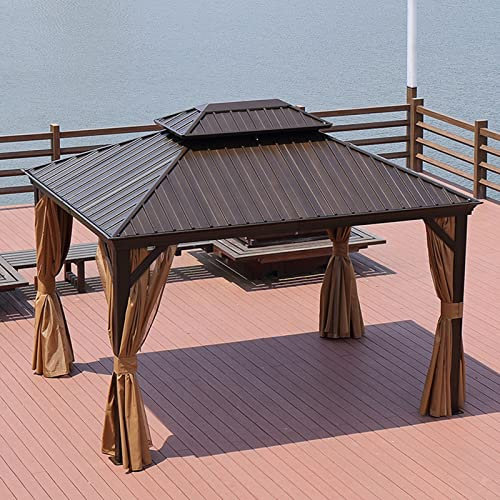 NOWLIN Outdoor Gazebo Aluminum Alloy Pavilion Villa Four Corner Gazebo Outdoor Tent Awning Suitable for Terrace Garden