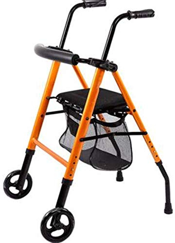 Rollator s Seniors Folding Rollator, 2 Wheel Rollator with Seat, Fold Up Removable Back Support for Elderly, Disabled, Orange Walking Frame