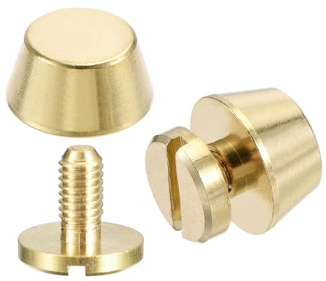 sourcing map 10x6mm Flat Studs Rivet Purse Handbag Feet Spike Brass Leather Craft Screw Back Rivets DIY 8 Sets