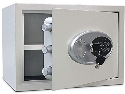 Safe Box Feuerfest Wasserdicht Tresor Alle Stahltresore Metall Schlüssel Versicherungsschrank 2-lagiger Alarm Kleiderschrank Diebstahlsicherung Passwort Lo (Schwarz 1)