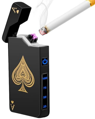 WIYETY Accendino Elettronico USB Ad Arco Con Indicatore Della Batteria - Impermeabile, Antivento, Ricaricabile Tipo C per Uomo (Nero)