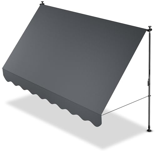 Juskys® Klemmmarkise Kapstadt 300x120 cm - Höhenverstellbar & UV-beständig - Balkon & Terrasse - Wetterfest & Sichtschutz - Terrassenüberdachung Grau