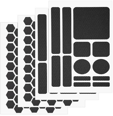 Gosknor 4pz Nastro Adesivo Presa Telefono, Adesivi Esagonali e Rotondi Antiscivolo Custodia Telefono Strisce Pretagliate Impermeabili Decalcomanie Accessori Cellulare Controller Mouse Laptop(Nero)