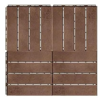 GFSDJALKJ 4 Pcs Plastic Interlocking Deck Tiles,12 X 12 Inch Patio Deck Tiles Waterproof Outdoor Flooring Composite Decking Boards Floor