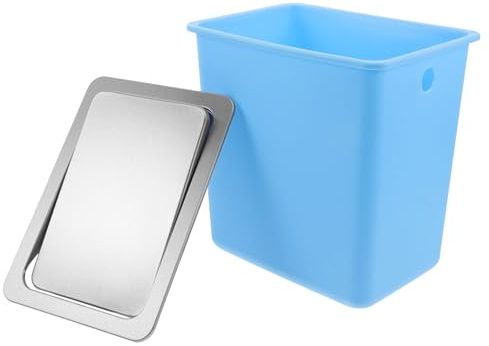 Gatuida Cubo de Basura Pequeño Empotrado para Encimera con Tapa Abatible de Acero Inoxidable Papelera Integrada de Cocina con Sistema Hermético Antiolores Juego de 2 Piezas con Cubo