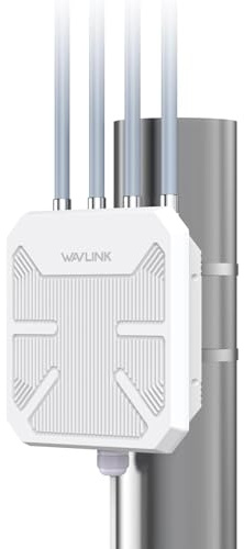 WAVLINK Utomhus WiFi 6 nätförstärkare - 1 800 Mbit/s dubbelband (2,4 G + 5G) utomhusrouter och åtkomstpunkt med PoE, 4 x 8dBi hög-Gain-antenner, IP67 väderbeständig, idealisk för utökat WiFi utomhus