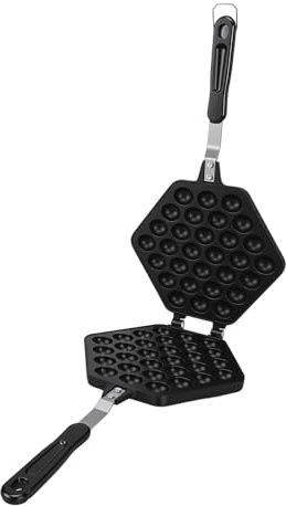 AUNMAS Bubbelvåffelpanna, Pressgjuten Aluminium, Non-stick, Dubbelsidig Spishäll, Bubbelvåffeljärn med Skållningssäkra Handtag för Hemmabruk eller Kommersiellt Bruk