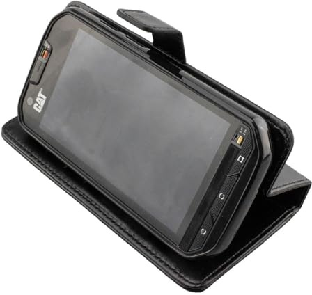 caseroxx Bookstyle Handytasche für Cat S60 in schwarz – Klapphülle mit Kreditkartenfächern, Magnetverschluss, Standfunktion & Rundumschutz für Display und Gehäuse