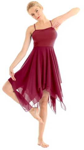 MSemis Femme Tutu Justaucorps Danse Classique Ballet Robe Asymétrique Gymnastique Leotard à Bretelle Tunique Latine Valse Robe de Soirée Cocktail S-XXL